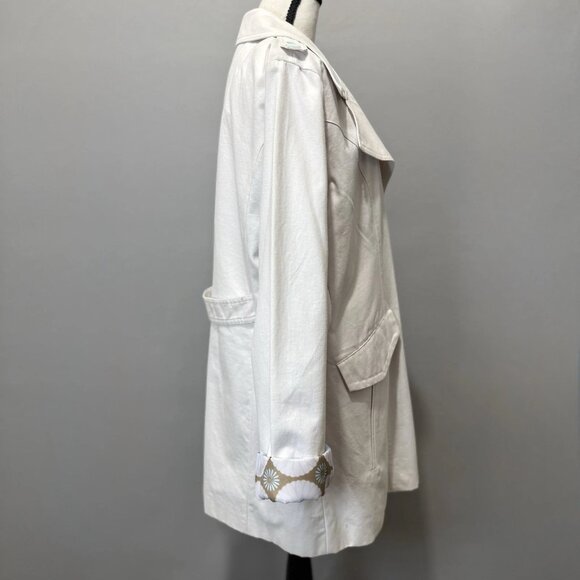 Towne Collection By London Fog Women's L Trench Coat Ivory Floral Lining Jacket - Picture 4 of 12